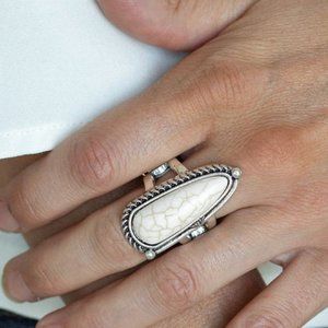 white stoned paparazzi ring
